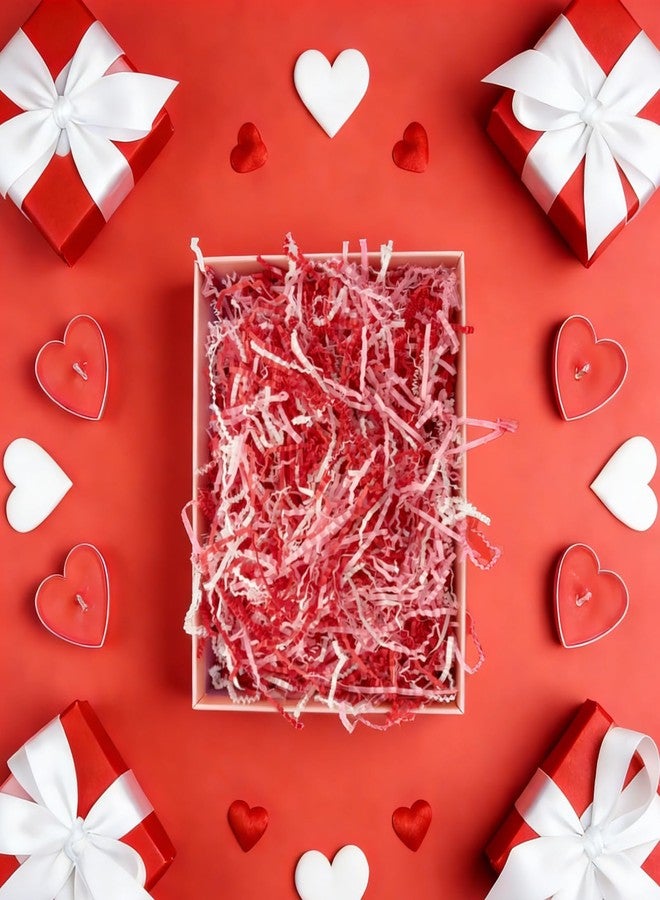 CIPOWM Valentine's Day Crinkle Cut Paper Shred, Red Pink White Raffia Paper Shred Filler with Heart Confetti Shredded Paper Grass for Gift Wrapping Craft DIY Gift Bag Box Filling Party Supply，115g/4oz - Image 5